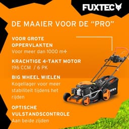 FUXTEC 4-in-1 Benzine Grasmaaier FX-RM5196eSPRO – Elektrische Start – 6 pk – 51 cm Maaibreedte – Flexibele Achterwielaandrijving – 4-Takt – Maaihoogte 25–75 mm – 60 L Grasopvangbak – Mulchfunctie — thumbnail 5