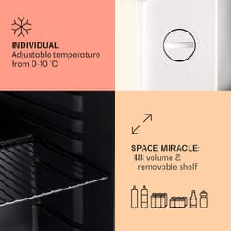 Klarstein Drankkoeler minikoelkast met glazen deur, 48 liter minikoelkast voor kamer en kantoor, kleine met uitneembaar schap, kleine koelkast, binnen-/buitenkoelkast, stille werking, 0-10 °C - Verstelbaar Compact - Drankkoelkast — thumbnail 3