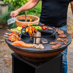 RJRoyal Living Plancha grill BBQ Camarada corten grillring met en houtopslag vuurschaal buitenkeuken grillring cortenstaal Barbecue — thumbnail 5