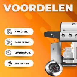 BBQ 5 in 1 - Barbecue op gas - Zilver - Thermostaat - Olievanger accessoires - Gasgrill met zijbrander — thumbnail 2