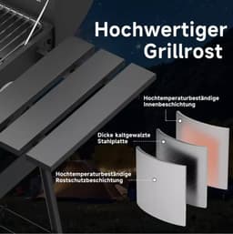 Houtskool BBQ - Smoker - Barbecues - Grill wagen met thermometer - Stevig - EU gecertificeerd - Zwart — thumbnail 4