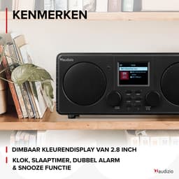Internetradio - Audizio Foza digitale radio met Bluetooth - DAB radio en FM radio in één - Zwart — thumbnail 5