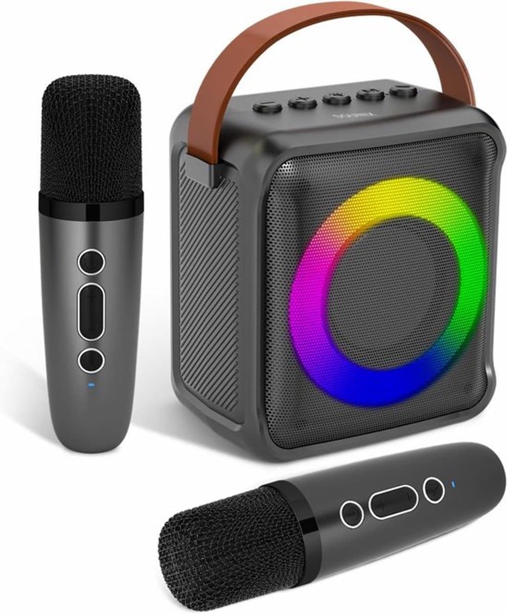 Sounix Draagbare Karaoke set - Incl. 2 draadloze microfoons - Bluetooth Speaker - Zwart — afbeelding 1