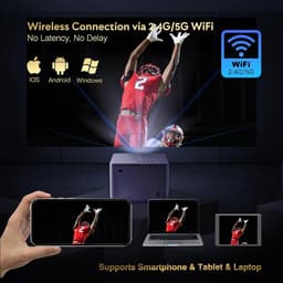 Mini Beamer - Projector - LED Digitale Projector - Draagbaar - met Elektrische Focus - 6D - 4P Keystone Correctie - Zoom - 5G WiFi - Bi-Channel - Bluetooth 20000L - 1080P - 500 ANSI - Compatibel - TV - Smartphone - Tablet - Laptop — thumbnail 4