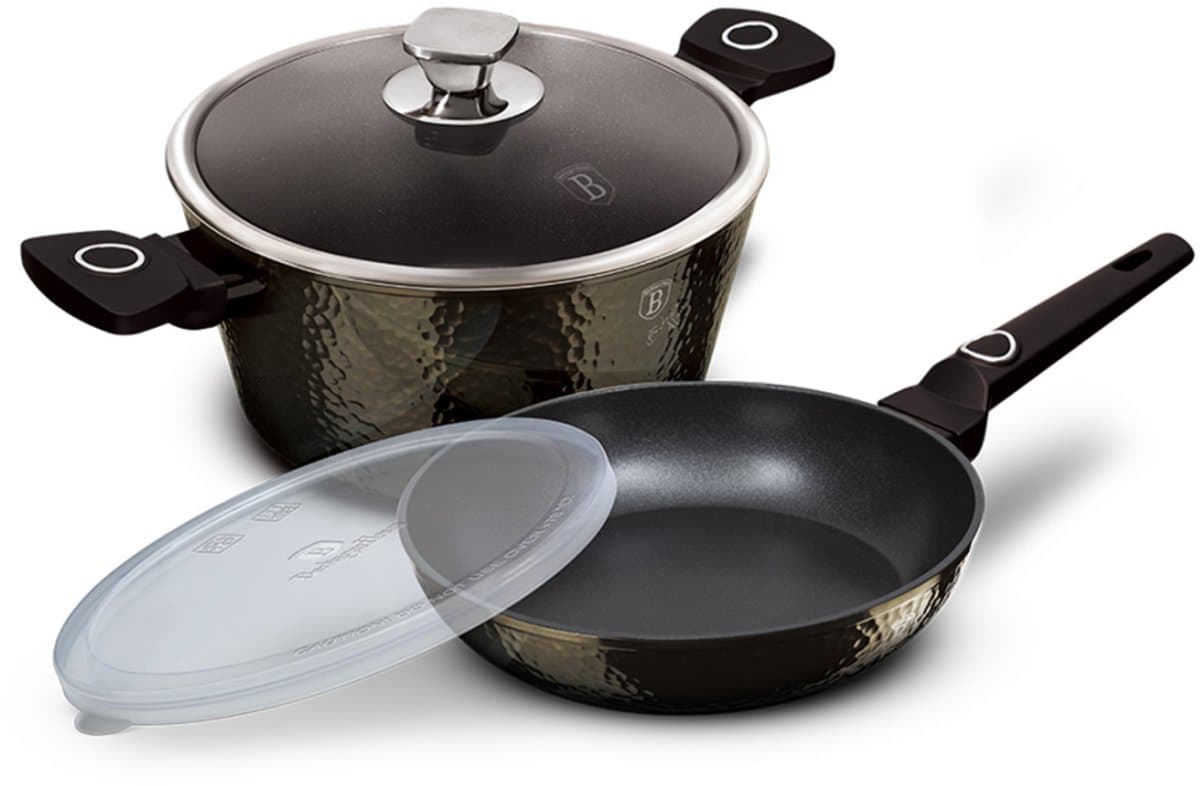 Berlinger Haus Primal Gloss - Pot en Pan Set - Ø24cm - Soft Touch Handvat - Zwart — afbeelding 1