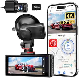 Redtiger F7NX 4K Touch Wifi Gps 2CH 128gb dashcam - Camera voor + achter - Wifi en Gps - Parkeermodus - 3,18 inch touch screen LCD - 4K resolutie - 128gb Micro SD kaart - dashcam voor auto — thumbnail 1