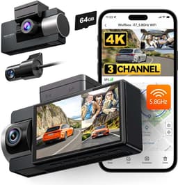 Wolfbox i17 3CH 4K Wifi Gps 64gb dashcam - Camera voor + achter + interieur - Wifi en Gps - Parkeermodus - 3,0 inch Lcd - 4K resolutie - 64gb Micro SD kaart - dashcam voor auto — thumbnail 1