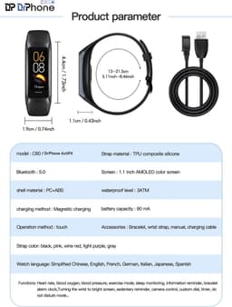 DrPhone ActiFit - 1.1'' AMOLED Scherm - Extra Lichte Activiteiten Tracker - Horloge met 25 Sportmodi - Nederlands Taal -Zwart — thumbnail 4