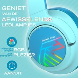 PowerLocus Bobo - Draadloze Koptelefoon voor Kinderen - Bluetooth koptelefoon - 74/85/94dB Volumebegrenzing - Led Verlichting - Audio Sharing Functie - Blauw — thumbnail 4