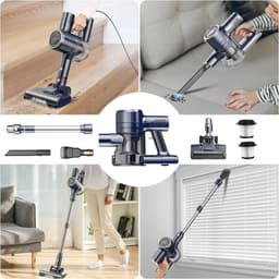 Yisora - Steelstofzuiger met snoer - Steelstofzuigers - 6 in 1 Stofzuiger zonder zak - Handstofzuiger met steel - 3 verschillende opzetstukken - 600W - Blauw - 23Kpa- ultra licht — thumbnail 2