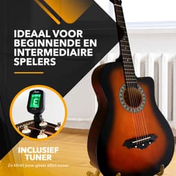 Finesse Akoestische Gitaar - met Videocursus - Western Gitaar - Gitaar Kind & Volwassenen - Sunburst — thumbnail 2