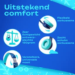 PowerLocus PLED Wired Kinder Koptelefoon met Draad - Koptelefoon voor kinderen - Veilig volume van 85dB en 94dB - Hoofdtelefoon - Met microfoon - Sharing Audio Functie - Blauw — thumbnail 2
