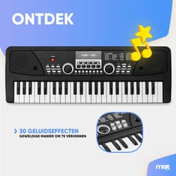 Speelgoed piano kinderen - MAX KD49 kinder piano met 49 toetsen - Ingebouwde ritmes en microfoon - Zwart — thumbnail 2