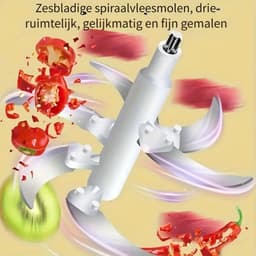 MazrekuHome® - 5L Roestvrijstalen Voedselverwerker met 6-Bladensysteem - Snelle Vleesmolen & Groentehakker - 5 Snelheden - Perfect voor Uien, Knoflook en Salades - Essentieel Keukengadget — thumbnail 2
