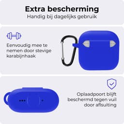 Hoesje - Geschikt voor Apple AirPods 4 / 5 - Siliconen Hoes met Clip - Silicone Case Cover - Blauw — thumbnail 5