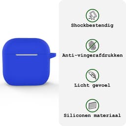 Case - Geschikt voor Apple AirPods 4 / 5 - Siliconen Hoes met Clip - Silicone Hoesje Cover - Blauw — thumbnail 3