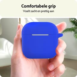 Hoesje Geschikt voor Apple AirPods 4 / 5 - Siliconen Hoes met Clip - Silicone Case Cover - Blauw — thumbnail 4
