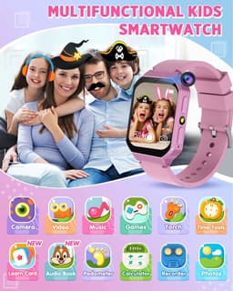 Kiddowz Smartwatch kinderen V2 - Kinderhorloge - 5 t/m 12 jaar - met camera, filters en 26 kids spelletjes - Paars — thumbnail 3