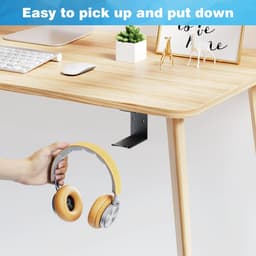 YONO Koptelefoon Houder Zelfklevend - Headset Haak - Hoofdtelefoon Hanger - Bureau - Metaal - Zwart — thumbnail 3