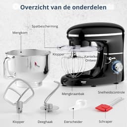 Deegmachine - Deegmixer - Kneedmachine - Kneedmachine Keukenmachine - Deegkneder - Deeghaak - Kneedhaak - Keukenmixer - Keukenmachine - Keukenmixer Met Mengkom - Keukenmixer Machine - Mixer Met Mengkom - Keukenrobot - Keukenmachines - 6 Snelheden — thumbnail 4