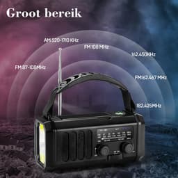Noodradio - Solar Opwindbaar - 10.000mAh - Noodpakket - Powerbank Zonneenergie - Draagbare Radio - Zaklamp - Opwindbaar — thumbnail 4