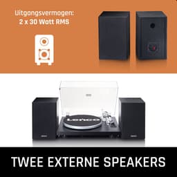 Lenco Platenspeler met Bluetooth - Twee externe Speakers - Ingebouwde Versterker - LS-500BK - Zwart — thumbnail 4