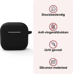 Hoes - Geschikt voor Apple AirPods 4 / 5 - Siliconen Hoesje met Clip - Silicone Case Cover - Zwart — thumbnail 3