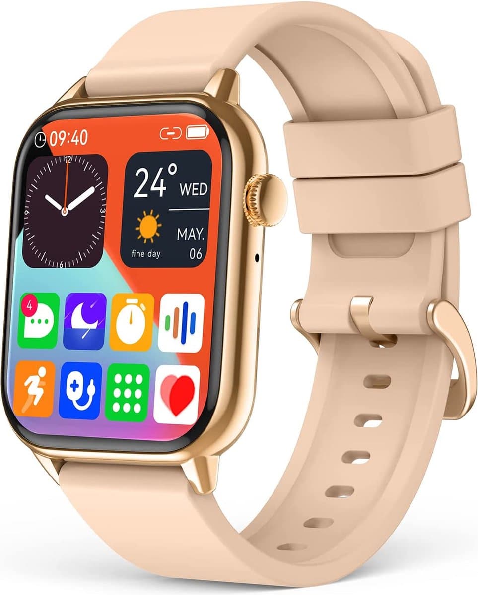 SAMTECH Smartwatch - Heren & Dames – horloge – met HD Touchscreen - Stappenteller, Calorie Teller, Slaap meter – Geschikt voor iOS, Android en meer - Roze — afbeelding 1