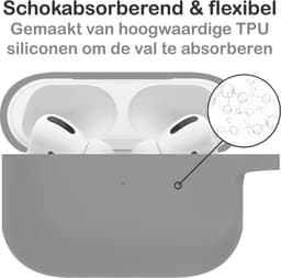 Hoesje - Geschikt voor Apple AirPods Pro 2 - Siliconen Hoes met Clip - Silicone Case Cover - Grijs — thumbnail 4