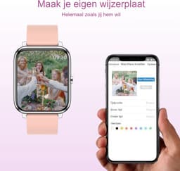 Belesy® HUNDRED - Smartwatch Dames - Smartwatch Heren - Horloge - 1.3 inch - Kleurenscherm - Full Touch - Stappenteller - Multi Sport - 100+ Watchfaces - Siliconen - Roze — thumbnail 5