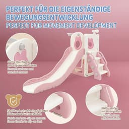 3-in-1 kinderslide kunststof wit-roze speeltoren set voor indoor outdoor glijbaan basketbalring speeltoestel tuinslide peuterslide babyslide vanaf 3 jaar kindvriendelijk glijbaan speelplezier — thumbnail 4