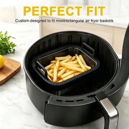 Airfryer roestvrij staal voor COSORI heteluchtfriteuse voor Ninja heteluchtfriteuse AF400EU AF500EU SL400EU AF451EU, roestvrijstalen airfryer accessoires, afneembare siliconen ring (zwart — thumbnail 5