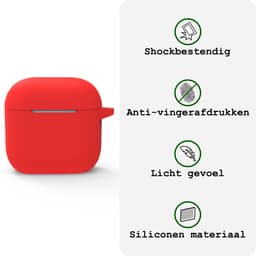 Case - Geschikt voor Apple AirPods 5 - Siliconen Hoes met Clip - Silicone Hoesje Cover - Rood — thumbnail 3