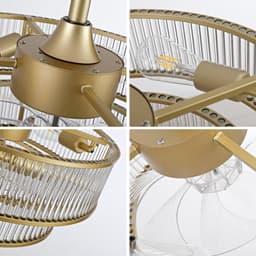 DESMIU Plafondventilator Met Verlichting – 50 Cm – Zes Standen en Bediening via App – ABS – Goudkleurig – Slaapkamer – Tijdschakelaar — thumbnail 3