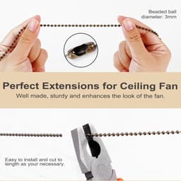 4 stuks - Trekketting voor plafondventilator - Decoratief trekkoord voor plafondventilator - Verlengketting voor plafondventilator - Geschikt voor plafondventilatoren en verlichtingsarmaturen - Bronzen — thumbnail 2