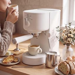 Espressomachine - Pistonmachine - 15 Bar Italiaanse Pomp - PID Temperatuurregeling 1500W - Pre‑infusie - 58mm Siebträger - Met Stoompijpje - 1,5L Afneembare Watertank - Compact Wit - Coffee Machine - voor Cappuccino en Latte - Thuis en Kantoor — thumbnail 5