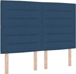 Bedframe met hoofdeinde Blauw 160 x 200 cm Stof, Schuimvulling, Minimalistisch Design, Inclusief Hoofdbord en Voetbord, Comfortabele Slaapkamer, Eenvoudig te Monteren, en Stijlvol Platformbed — thumbnail 4