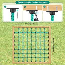 Klimnet voor kinderen met installatiebasis voor 152,4 cm × 152,4 cm, houten frames, 1000 lb-capaciteit, ladder, klimnet, ladder voor speeltuinen, boomhutten, schommelsets en obstakelbanen — thumbnail 3