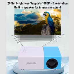 1080p Projector, 200 Lm Helderheid Small Travel Projector, 5V/2A Voeding, voor Thuistertainment, Vergaderingen en Gaming (EU-stekker) — thumbnail 5