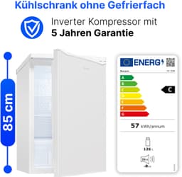 Bomann VS 7258 Koelkast zonder Vriesvak - 126 Liter - Energieklasse C - Inverter Compressor - Wit — thumbnail 4
