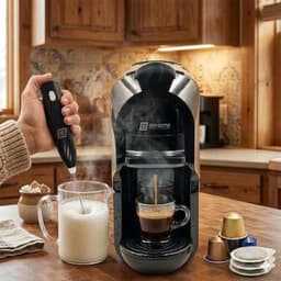Espressomachine voor Nespresso en Dolce Gusto compatibele capsules en capsules, 3 verschillende adapters, antikalksysteem + elektrische melkopschuimer, perfecte combinatie van geschuimde koffie — thumbnail 4