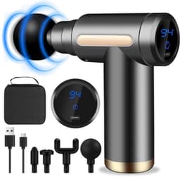 Mini-spiermassagegeweer, ultrastil massagegeweer, 6 snelheden, 4 massagekoppen, LCD-scherm, draagbare elektrische stimulators om spierpijn te verlichten — thumbnail 1