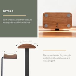 Notenhouten Koptelefoon Standaard - Koptelefoon houder - Headset houder - Gaming Headset Stand - Met Opbergbasis - Hoofdtelefoon Standaard Bureau - Koptelefoon Standaard Universeel — thumbnail 3