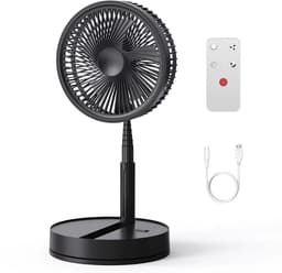 Draadloze Opvouwbare Ventilator 8000mAh met Afstandsbediening - Staande & Tafelventilator - Zwart — thumbnail 1