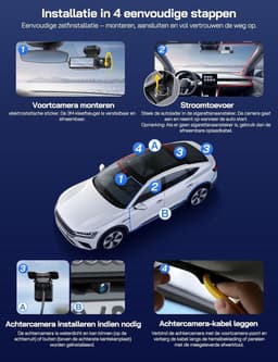 3-kanaals Dashcam - 4K Resolutie - Super Nachtzicht - Ingebouwde Wifi - Voor Auto's — thumbnail 5