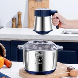 Elektrische Hakmolen - Keukenmachine Groente Snijder - Maaltijden Bereiden - Roestvrij Staal Kom - 5 Liter - Zilver — thumbnail 2