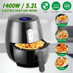 Airfryer XXL - Hete Lucht Friteuse - Gezond Frituren - Olievrij Bakken - 5.2 liter - Zwart — thumbnail 2