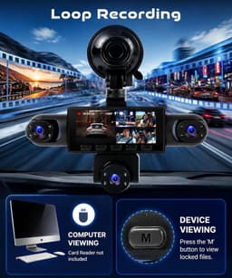 Dashcam voor auto - Zwart - 3,16 inch IPS-scherm - 5 Camera's FHD 1080P met Nachtzicht en Parkeerbewaking — thumbnail 4