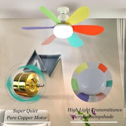 Plafondventilator met Licht - Inschroefbare Mini Ventilator met Afstandsbediening - 52 cm - 3 Snelheden en 3 Kleurtemperaturen - Veelkleurig — thumbnail 3