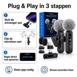 Montzys® Draadloze Microfoon Set - Lavalier & Dasspeld - USB-C & Lightning - Lange Batterij & Draadloos - Plug & Play — thumbnail 4